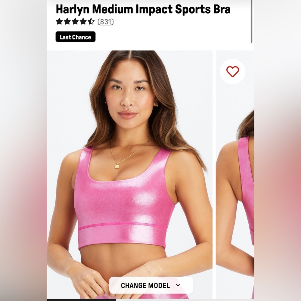 Fabletics Harlyn Medium Impact Sports Bra. Fuchsia Fog Foil.